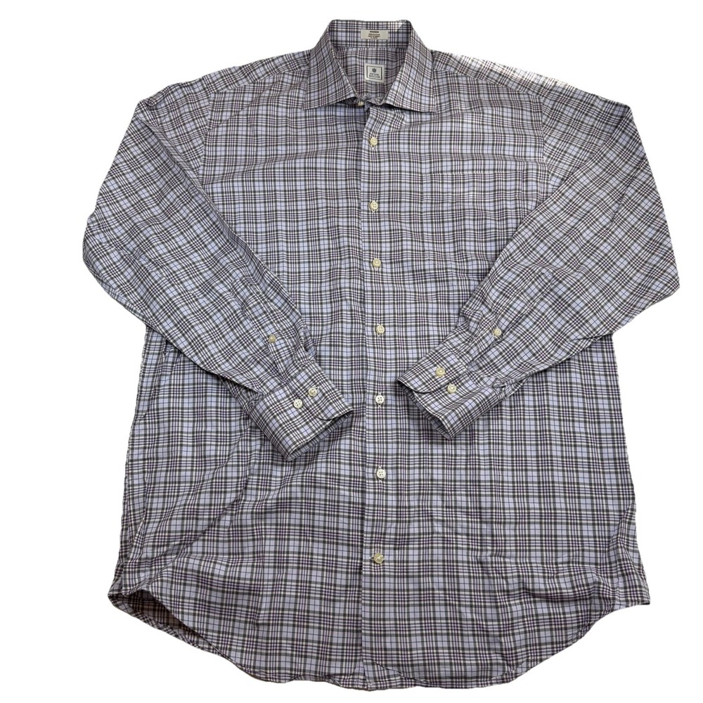 Peter Millar Casual Long Sleeve Button Up Shirt‎ Men's Medium Purple Plaid GUC